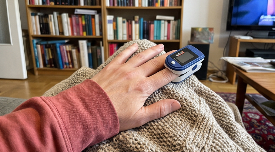 homedics pulsoximeter px 101 während der Nutzung