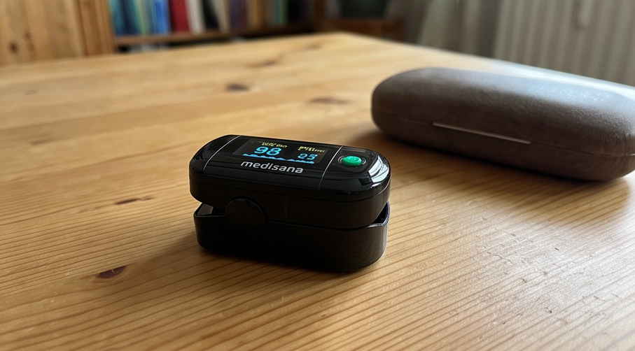 metene pulsoximeter m5 während der Nutzung