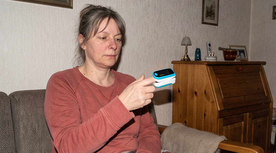 mommed m130 fingerpulsoximeter mit alarm während der Nutzung