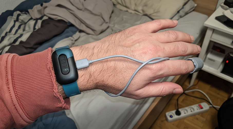 viatom sleepu pulsoximeter handgelenk während der Nutzung