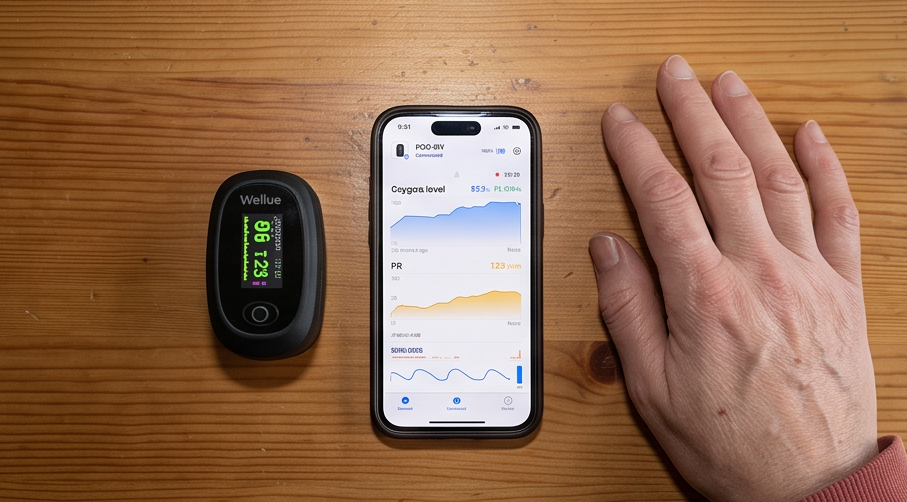 wellue pod 2w pulsoximeter mit bluetooth Ansicht der Verarbeitung